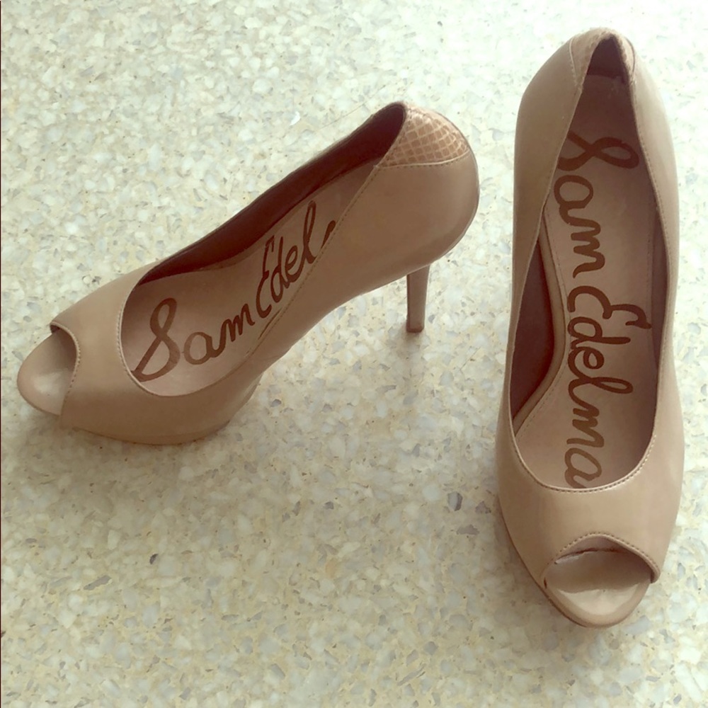 🔥SALE🔥 Sam Edelman nude peep toe pumps | 7
